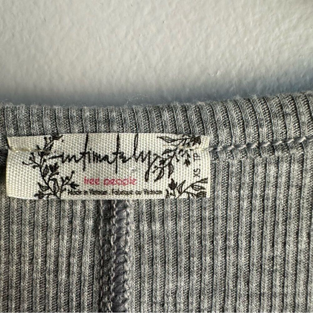 Intimately Free People Deep V Neck Top Women's S Gray Long Sleeve Ribbed - Picture 3 of 5